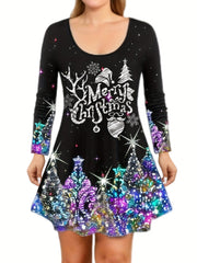 Christmas Casual Outfits Set Women's Plus Slogan & Graphic Print
