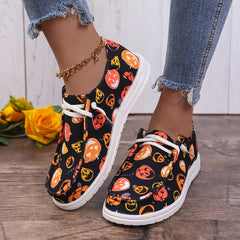 Scary Pumpkin Pattern Loafers Shoes - Halloween Style