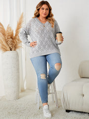 V Neck Solid Knit Long Sleeve Sweater
