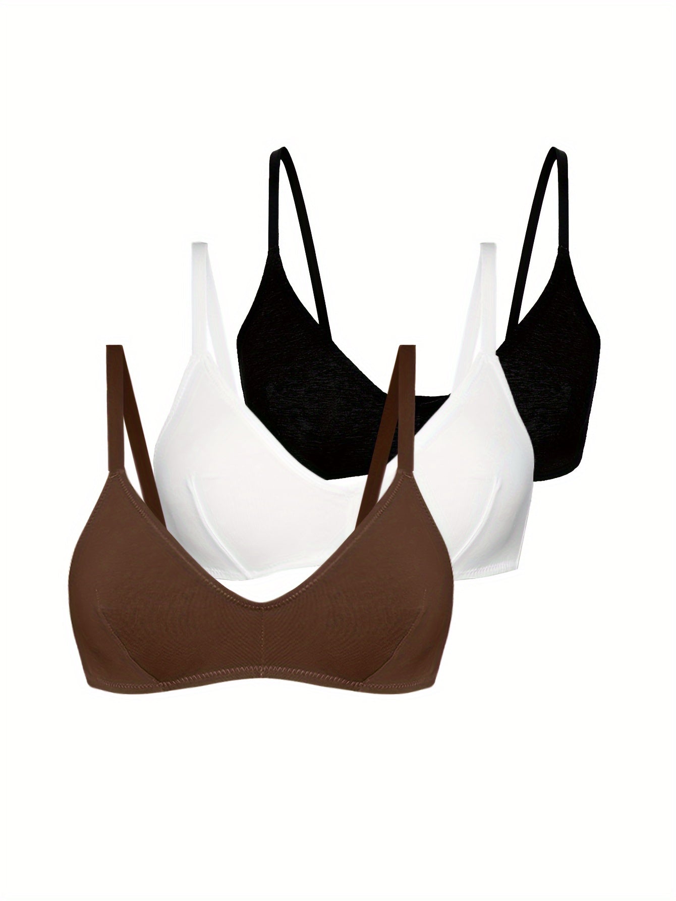 3pcs Solid Wireless Push Up Bras Women's Lingerie