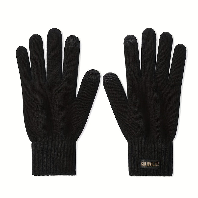 Winter Wool Knitted Gloves Windproof Outdoor Cycling Velvet Thickened Warm