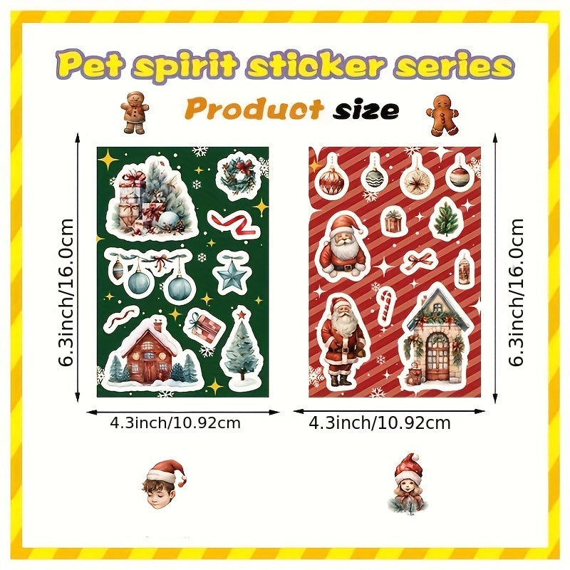 8pcs Christmas Assembled Stickers for Mobile Phone Holiday Journal Decoration