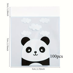 100pcs Panda Pattern Self Adhesive Baking Bag