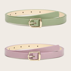 2pcs Pin Buckle Thin PU Belt Vintage Jeans Pants Belt For Women