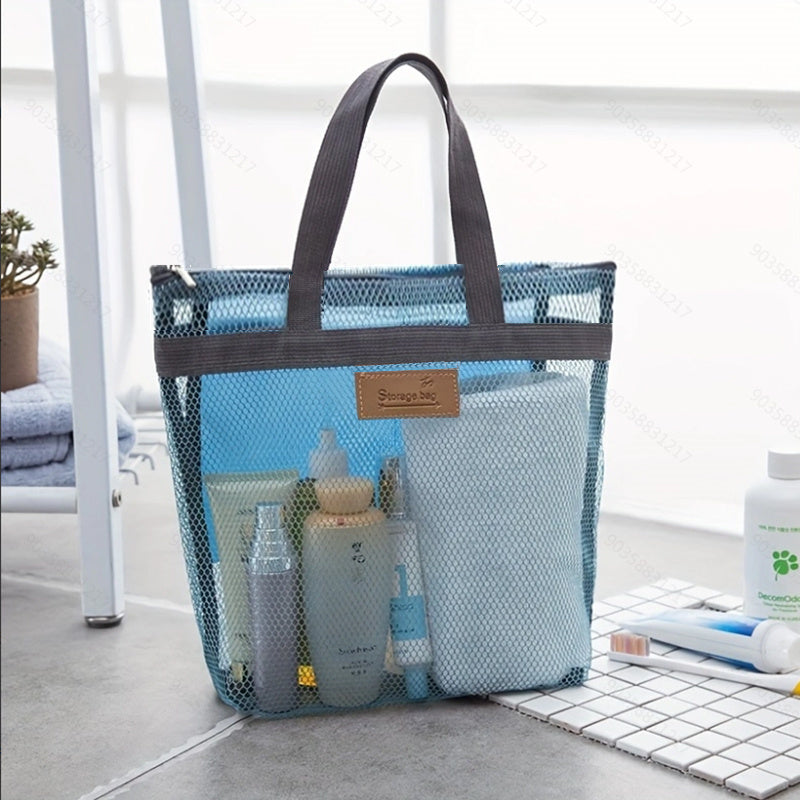 Quick Dry Mesh Shower Bag Portable Toiletry Tote for Gym and Travel