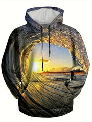 Sea Waves 3D Print Hoodies For Men Graphic Hoodie