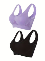 2pcs Wireless Cut Out Sports Bras for Women