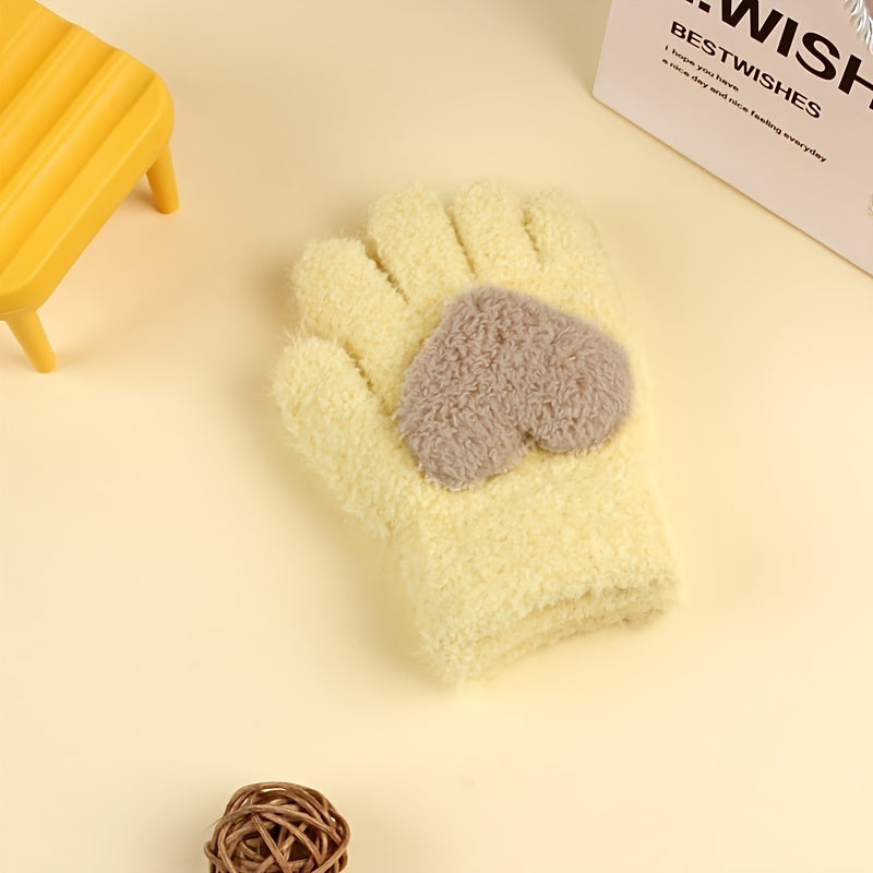 Kids Winter Love Gloves Full Finger Baby Warm Coldproof Gloves