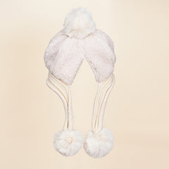 Winter Plush Hat with Fur Ball Knitted Warm Hat