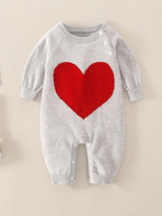 Baby Boys Knit Romper Heart Print Autumn Spring Kids Clothes