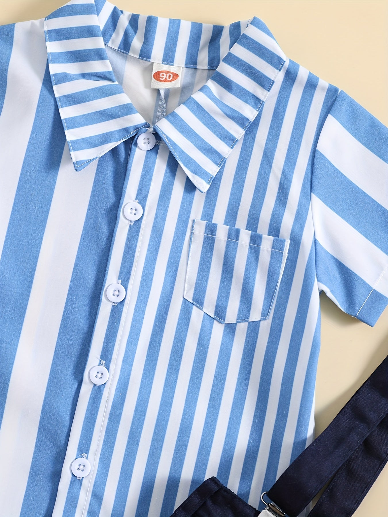 2pcs Toddler Boys Stripes Shirt & Suspenders Set Kids Summer Clothes