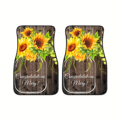 4pcs Sunflower Pattern Car Seat Covers, Front & Rear Seat Cover Set