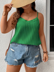 Ribbed V Neck Lace Cami Top