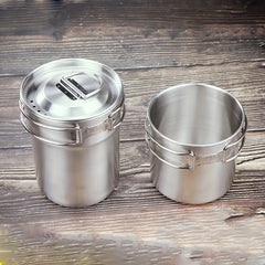 Stainless Steel Water Cup Folding Handle Coffee Mug Outdoor Camping Cookware Pot