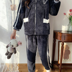 Heart Print Fuzzy Lounge Set Women's Loungewear & Sleepwear