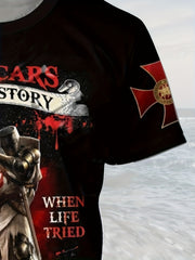 Soldier Pattern Print Men's Short Sleeve Comfy T-Shirt Graphic Tee