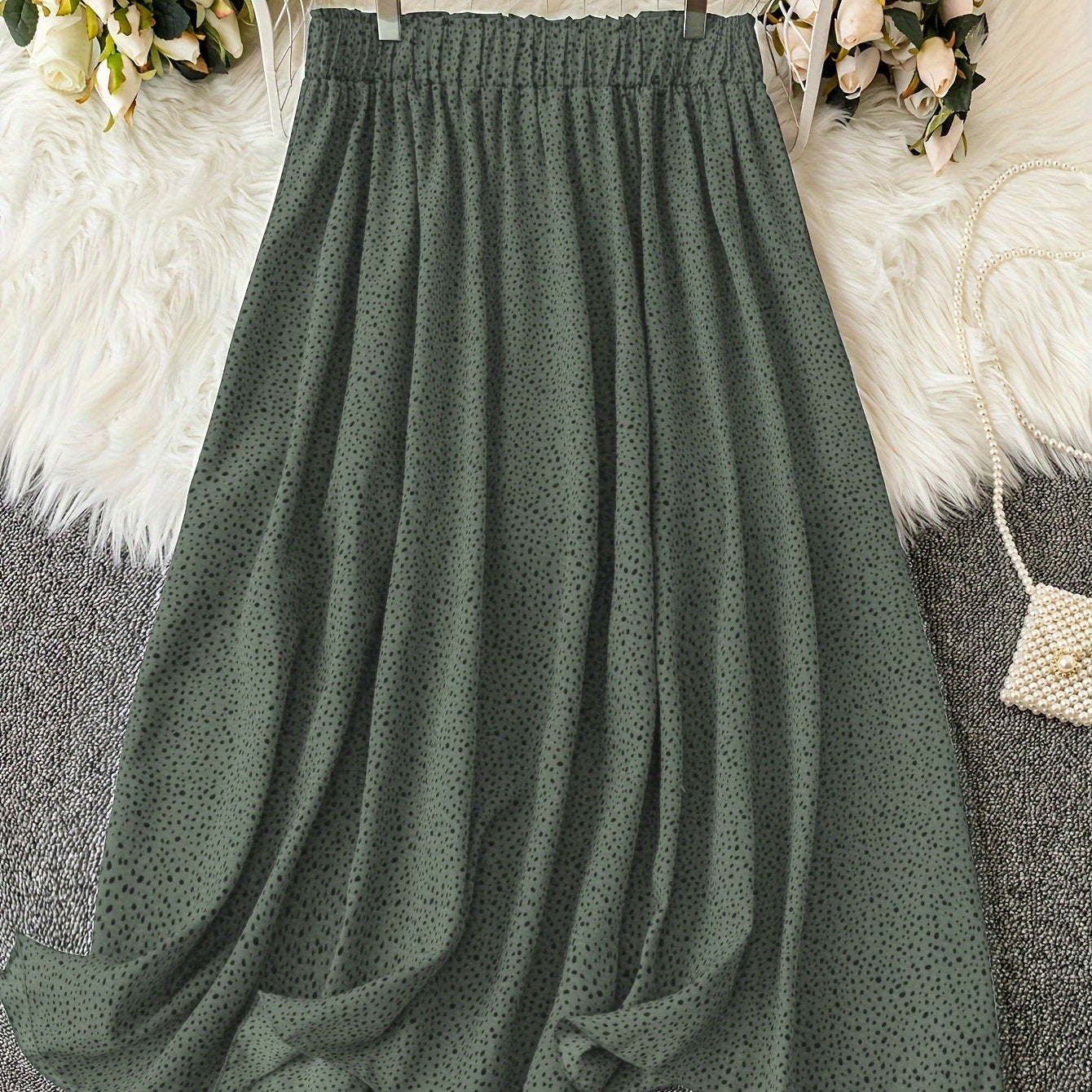 Women's Plus Dalmatian Print High Rise Maxi Skirt