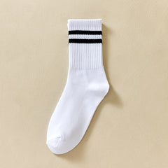 3 Pairs Girls Striped Crew Socks for Autumn Winter