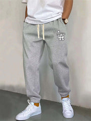 LA Print Joggers Men's Casual Loose Fit Stretch Waist Drawstring Sweatpants