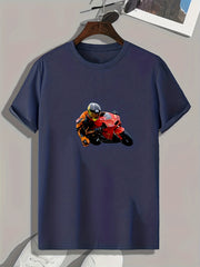 Motorcycle Pattern Print Men's Sports T-shirt