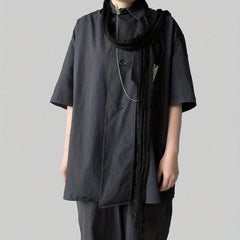 Y2K Retro Silver Thread Knitted Scarf