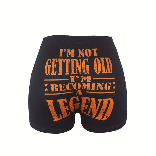 Letter Print Skinny Shorts Casual Shorts For Spring & Summer