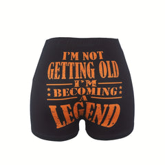 Letter Print Skinny Shorts Casual Shorts For Spring & Summer