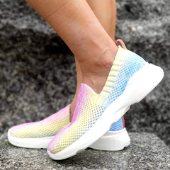 Women's Colorful Gradient Flat Sneakers Lightweight Casual Shoes
