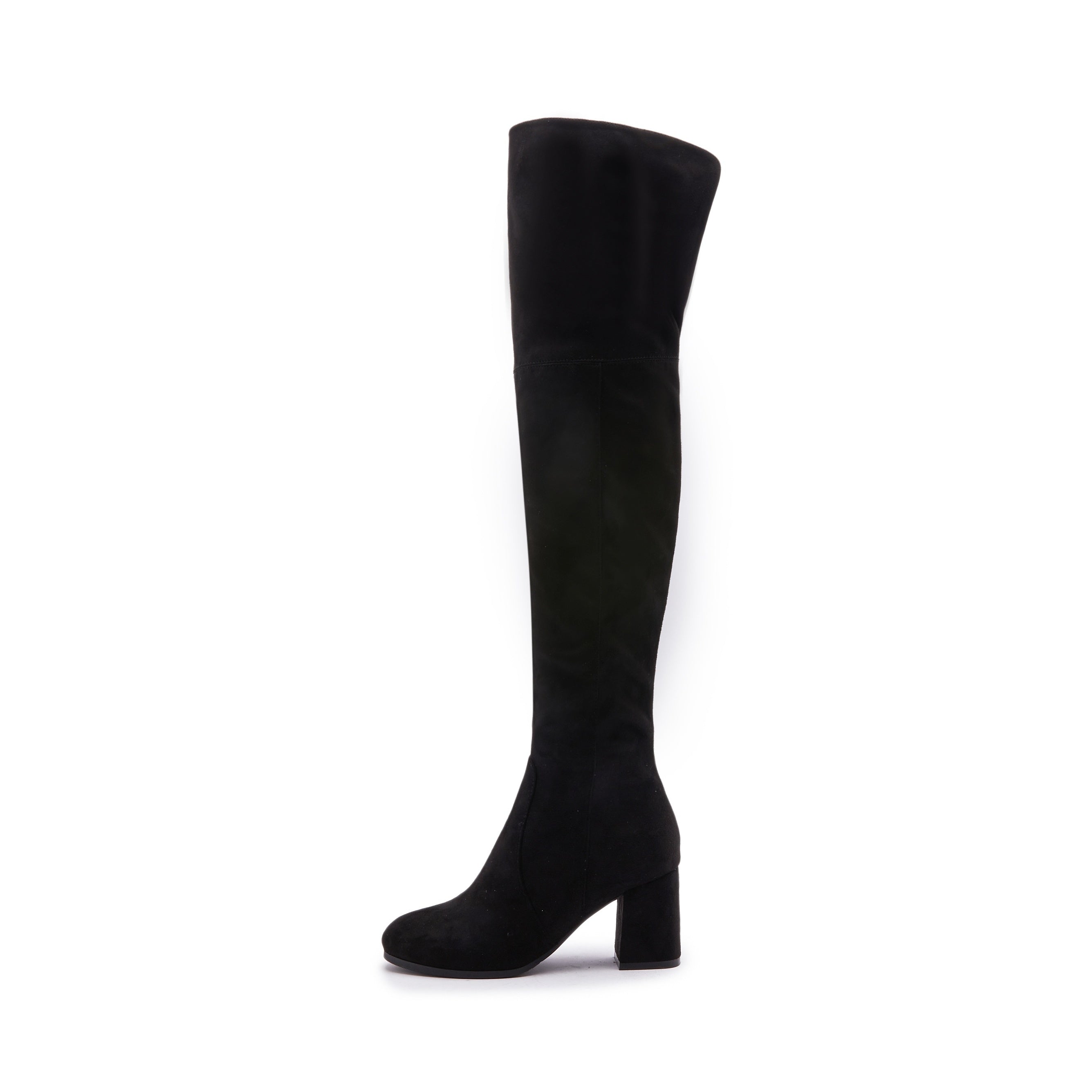 Chunky Heel Thigh High Boots Solid Round Toe Comfortable & Stylish Shoes