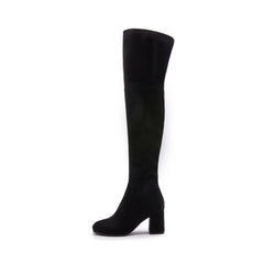 Chunky Heel Thigh High Boots Solid Round Toe Comfortable & Stylish Shoes