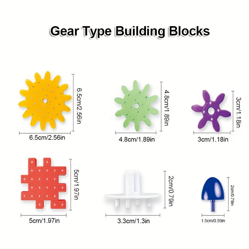 140pc Building Blocks For Kids Gear Type Assembly Toys Birthday Boys/Girls