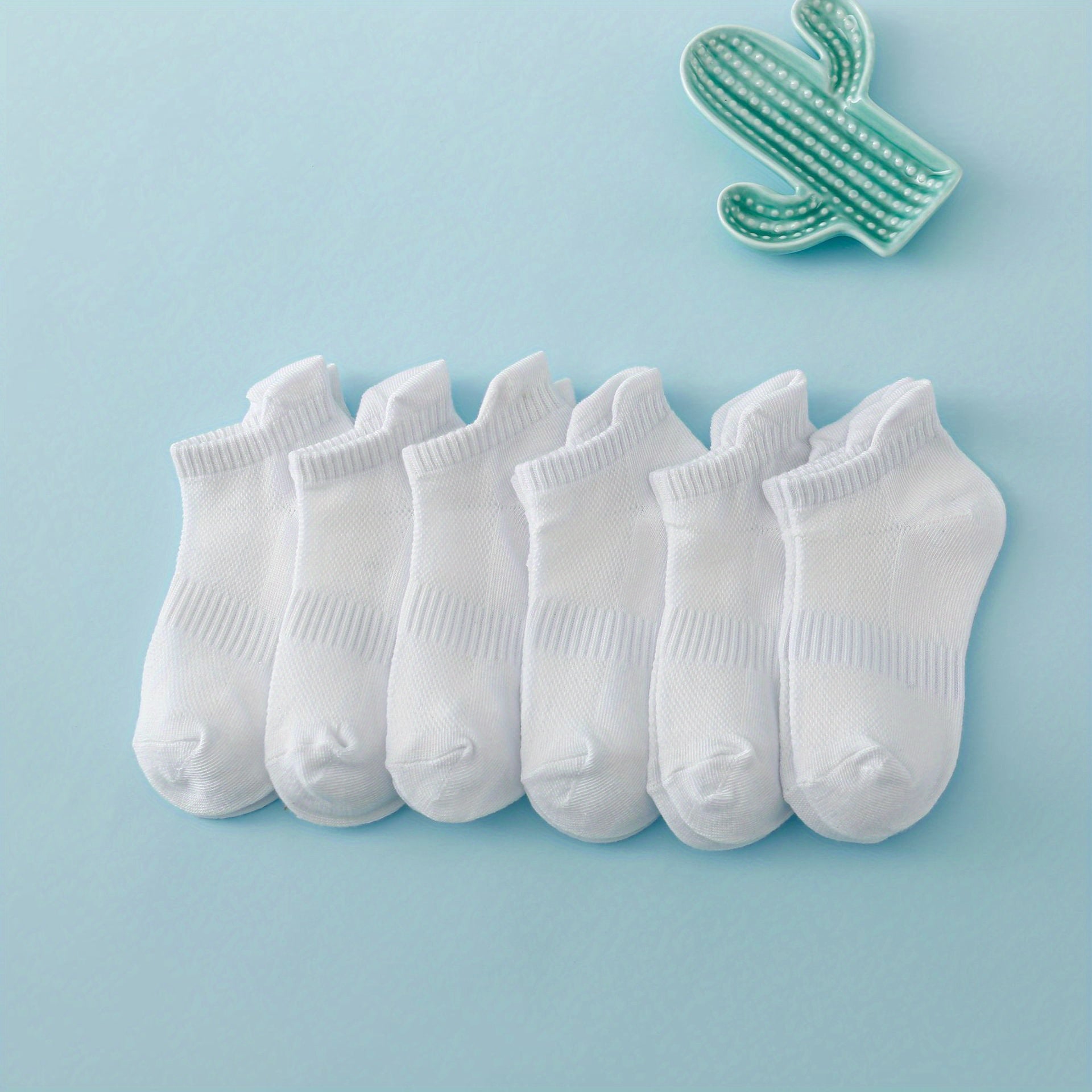6 Pairs Kids Breathable Mesh Ankle Socks for Girls Boys