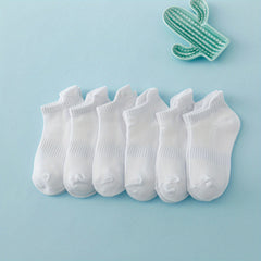 6 Pairs Kids Breathable Mesh Ankle Socks for Girls Boys