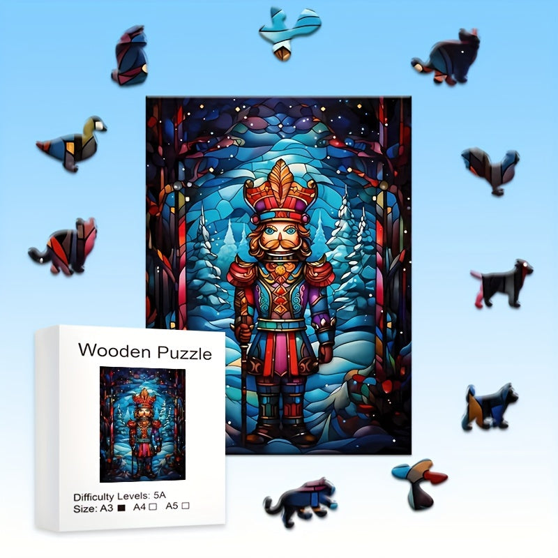 Wooden Nutcracker Shaped Puzzle Toy Birthday Gift Holiday Christmas Halloween