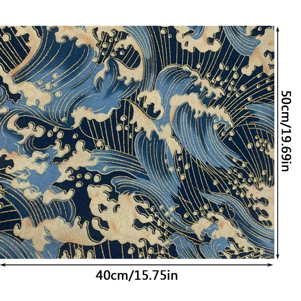 Japanese Style Fabric Small Sea Wave Pure Cotton 40x15in