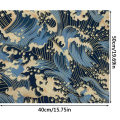 Japanese Style Fabric Small Sea Wave Pure Cotton 40x15in