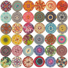 Round Vintage Wooden Buttons Mix for Sewing Crafting DIY