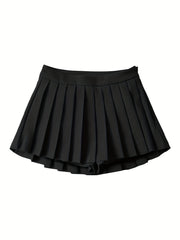 Y2K Solid Pleated Mini Skirt for Women
