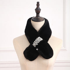 Rabbit Fur Neck Scarf Solid Wrap Scarf Neck Warmer For Winter