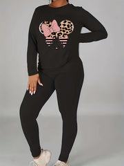 Women's Plus Size Graphic Print Top & Leggings Outfits Set