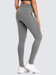 High Waist Sports Pants with Plush Inner Pockets for Yoga