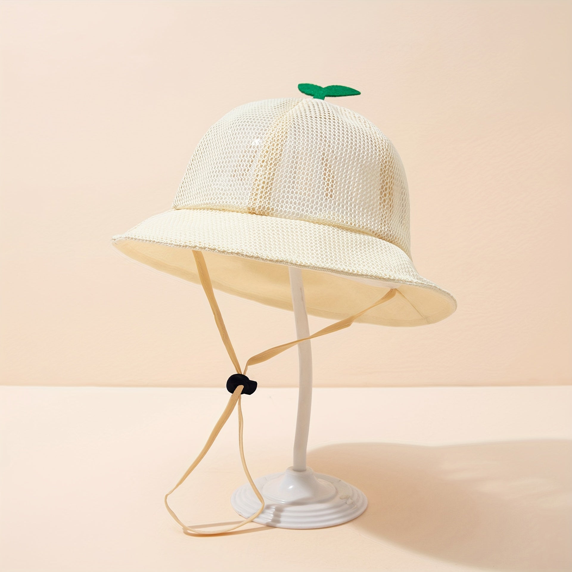 Baby Mesh Bucket Hat Grass Decor Fisherman Strap Sun Wind Rope