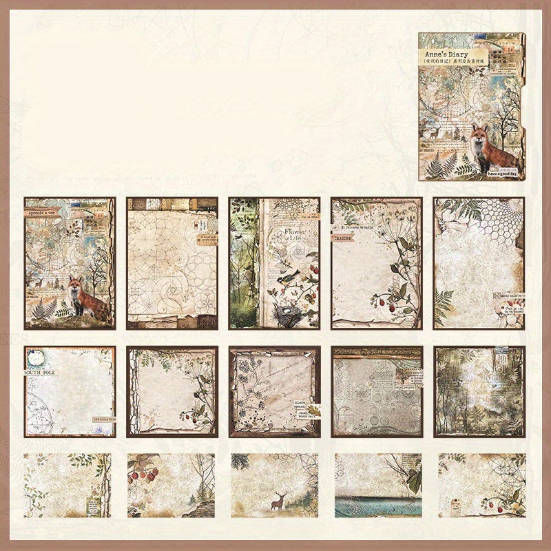 30pcs Vintage Style Nature Plants Flowers Mushroom Stickers Pack