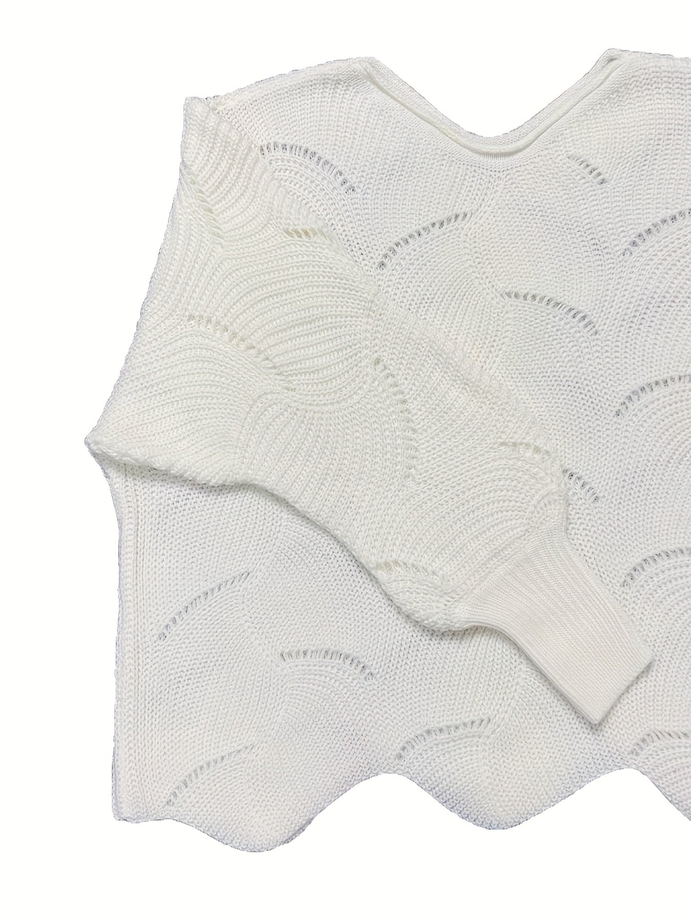 Casual Sweater Women's Plus Solid Eyelet Embroidered Bat Sleeve
