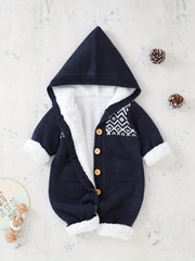 Newborn Knitted Hooded Jumpsuit with Cashmere