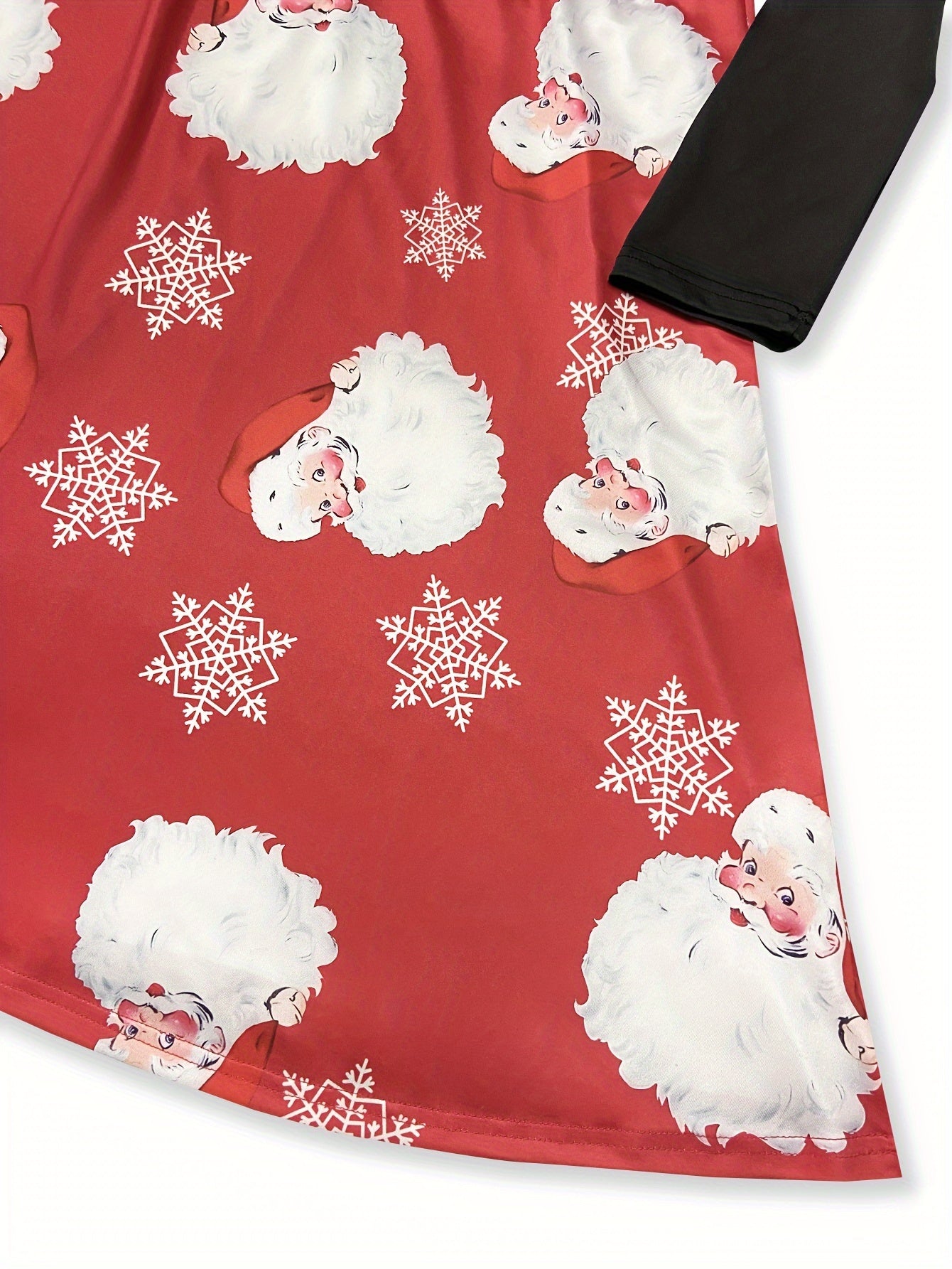 Colorblock Santa Claus Print Long Sleeve Dress