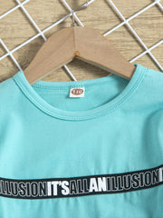 2pcs Boys Letter Graphic Tee Top & Pants Set Kids Summer Clothes