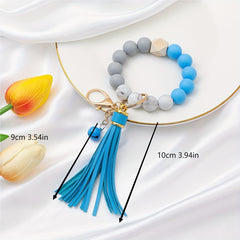 Silicone Bead Bracelet Keychain with Tassel - Birthday Party Gift