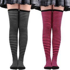 Striped Thigh High Socks Cosplay Over The Knee Stockings