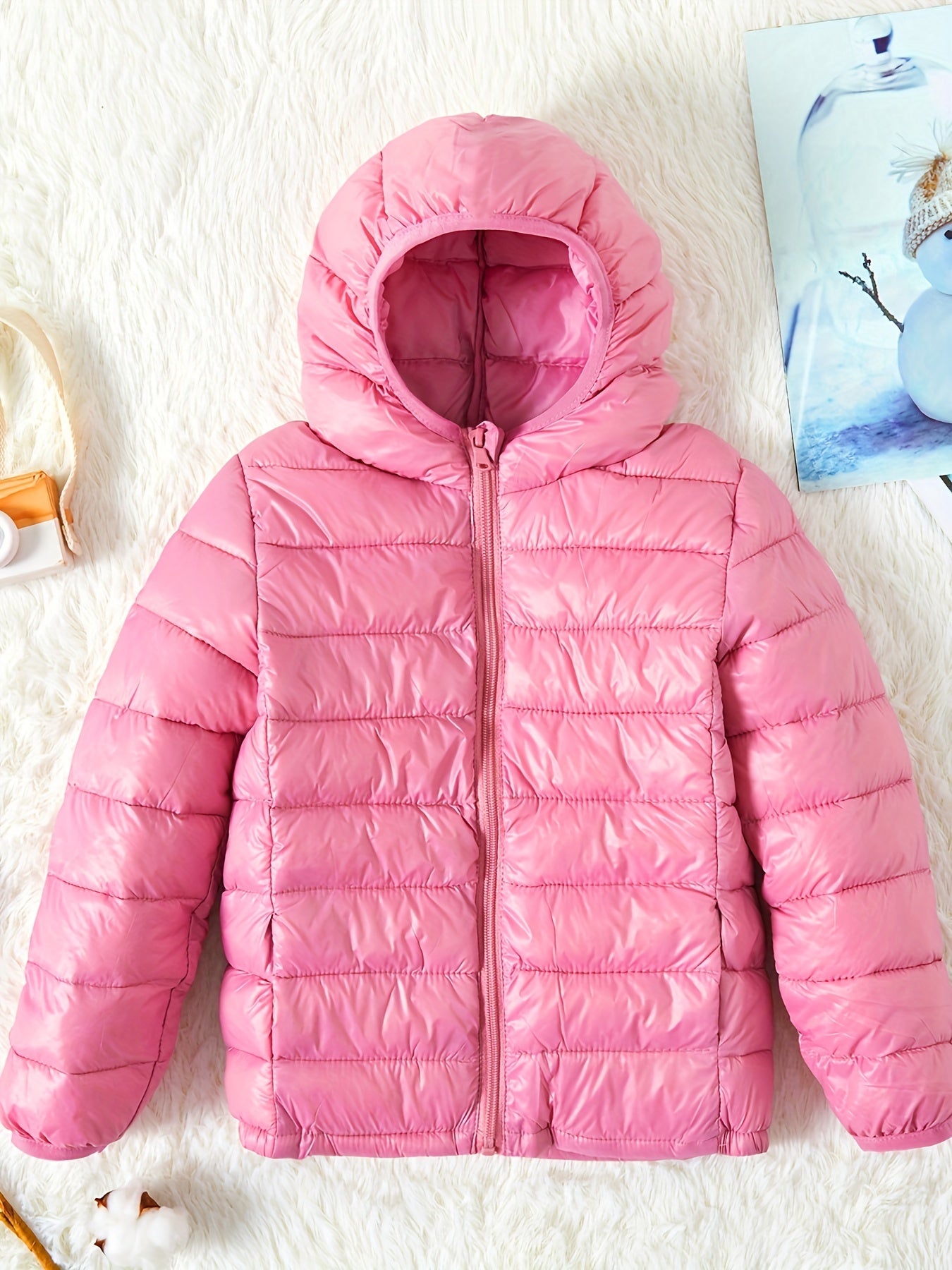 Boys Winter Fleece Hooded Coat Cotton Padded Light Warm Jacket Outerwear